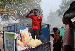 Food ration distribution to elderly families