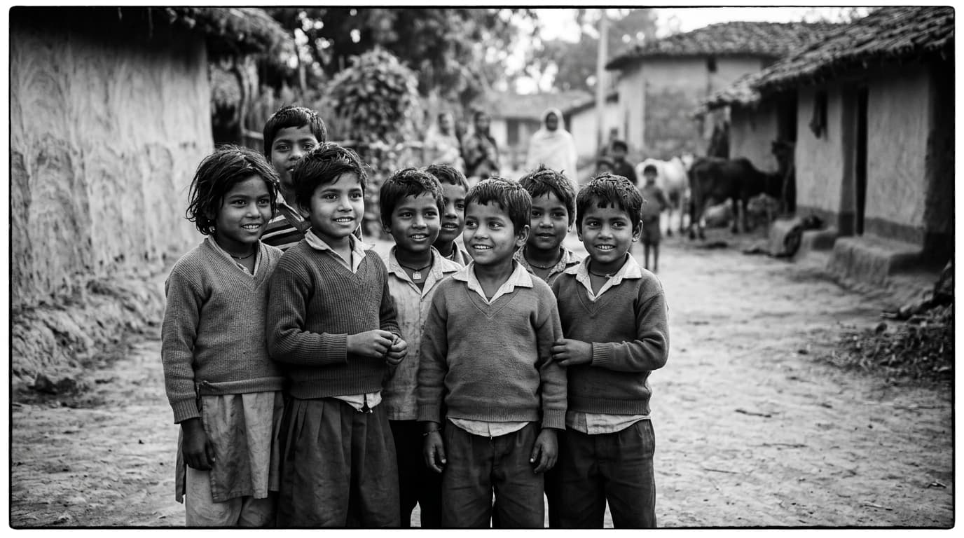 Village children in Jharkhand smiling with hope and dignity